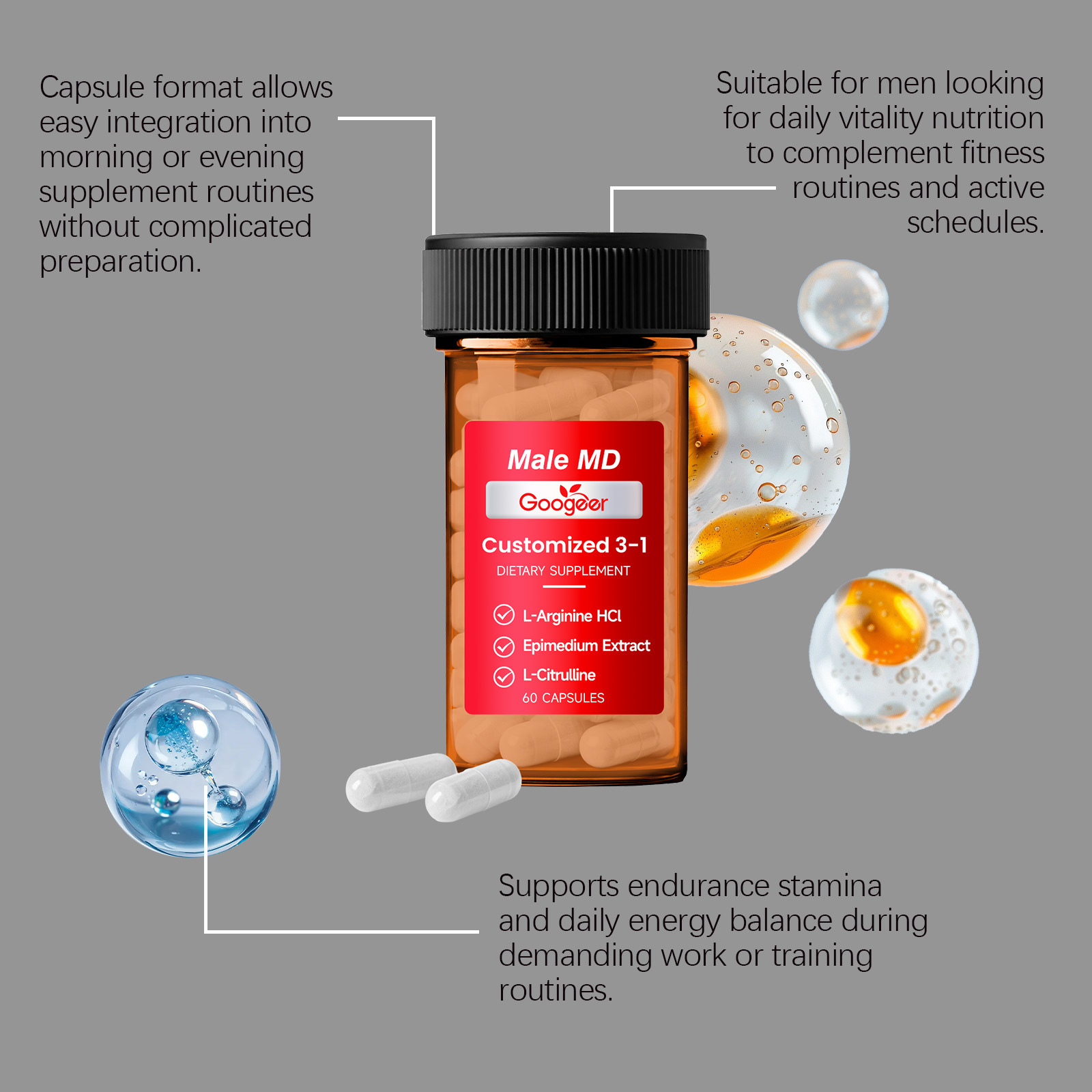 GOOGEER Men's Health Capsules  - Nutrition Physical Fitness ulasan dan harga